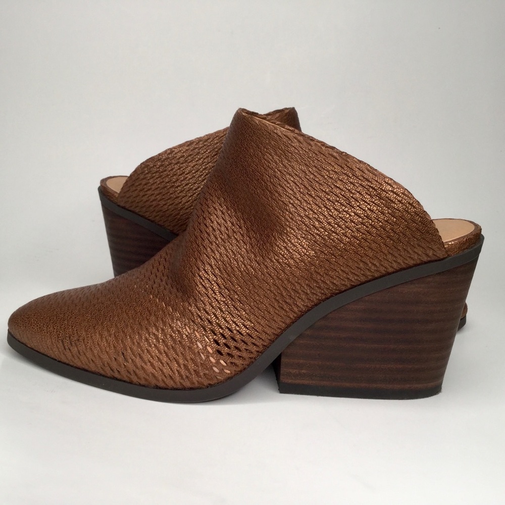 Lucky Brand perforated leather upper bronze mules. - Picture 9 of 11